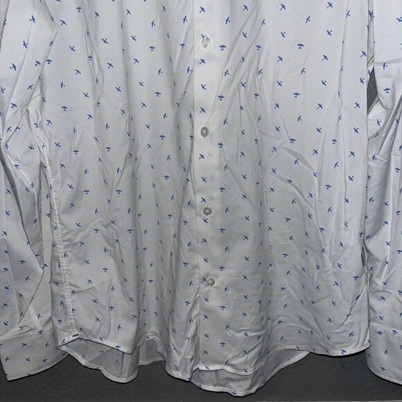 BONOBOS Airplane Print Nylon & Spandex Long Sleeve Button Shirt EUC  XL SLIM FIT - Picture 4 of 13
